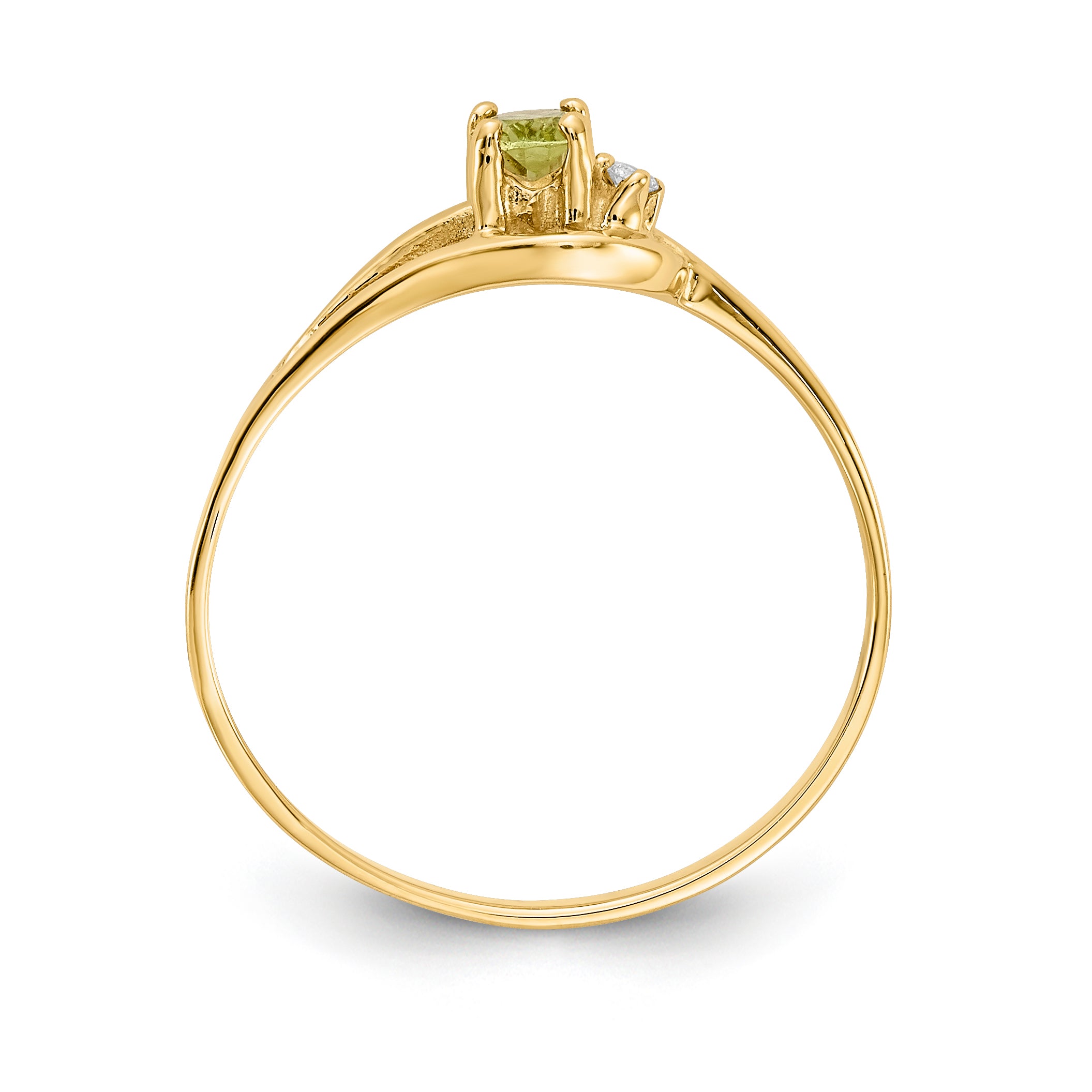 14k 5x3mm Oval Peridot and AAA Diamond Ring X9712PE/AAA