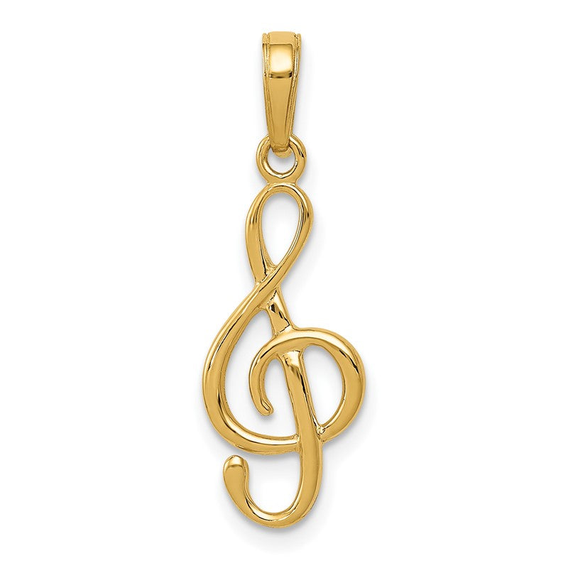 14K 3-D Clef Treble Clef Pendant A2192