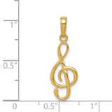 14K 3-D Clef Treble Clef Pendant A2192