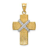 14K Two-tone Diamond-cut -X- Cross Pendant K3643