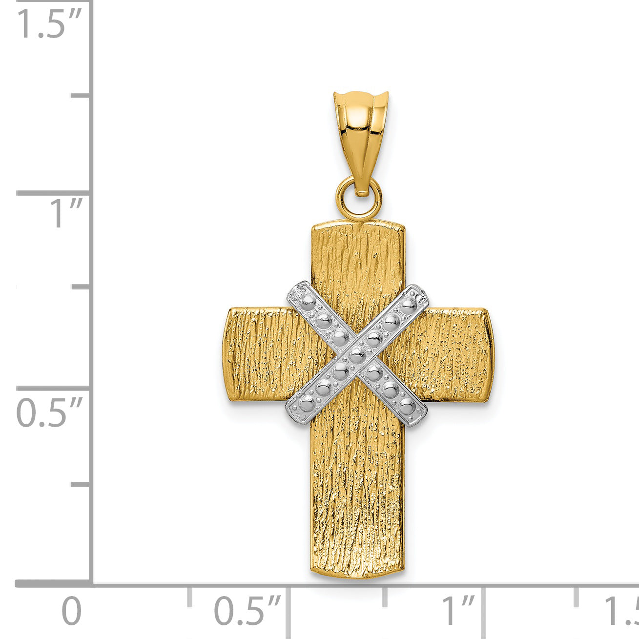 14K Two-tone Diamond-cut -X- Cross Pendant K3643