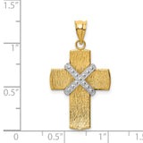 14K Two-tone Diamond-cut -X- Cross Pendant K3643