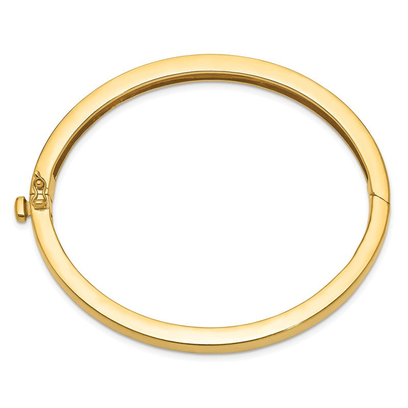 14k 6.3mm Polished Solid Hinged Oval Bangle Bracelet XB249
