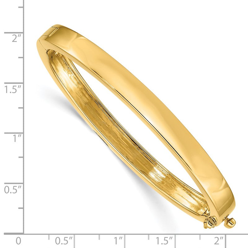 14k 6.3mm Polished Solid Hinged Oval Bangle Bracelet XB249