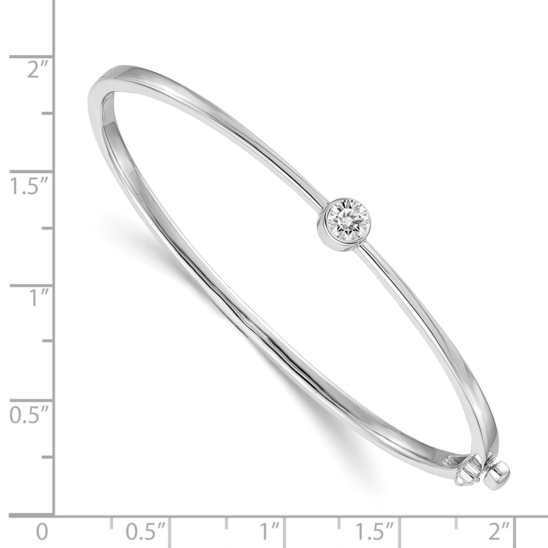 14k White Gold Complete 1/4 carat AAA Diamond Hinged Oval Bangle Bracelet XB181AAA
