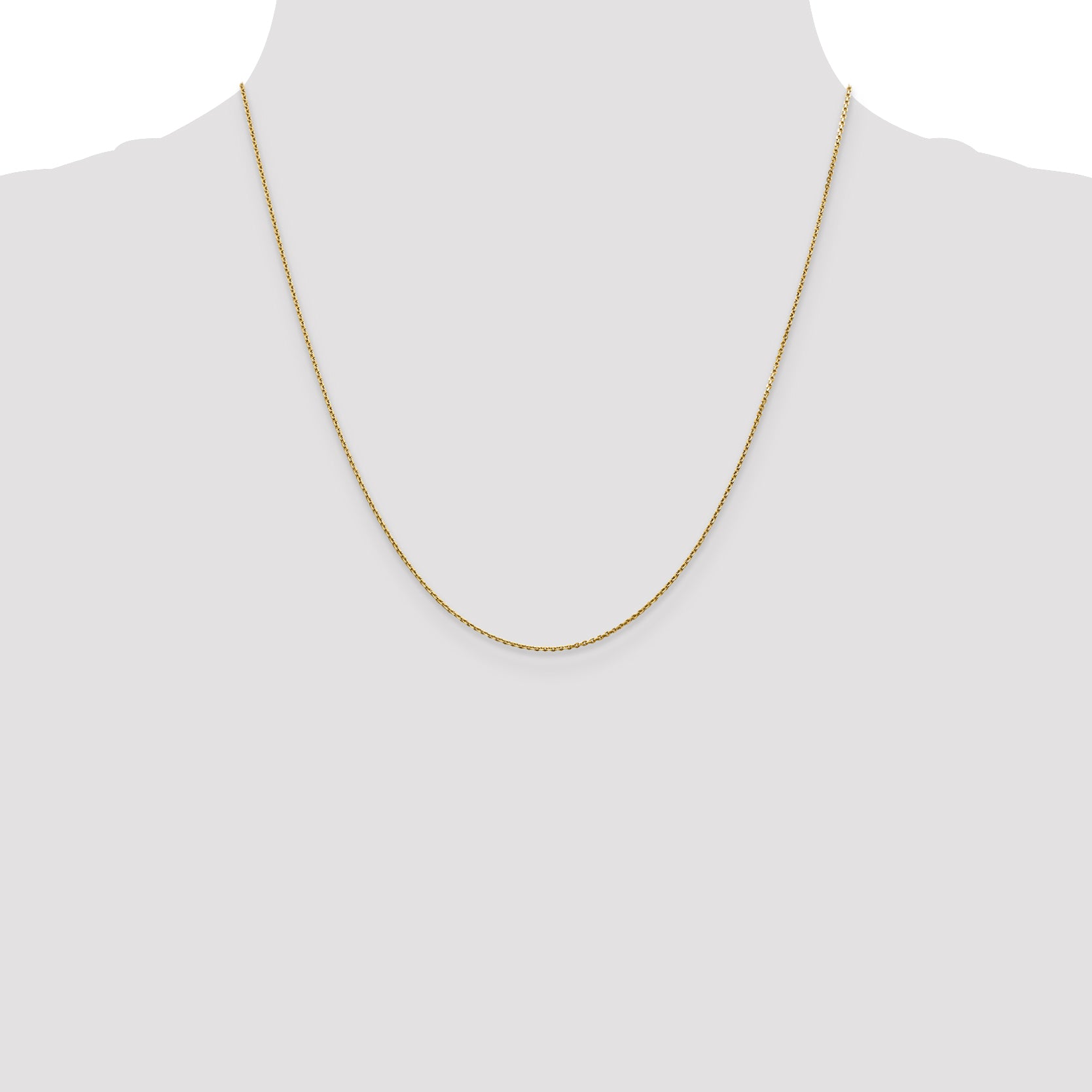 14K 26 inch .9mm Diamond-cut Round Open Link Cable with Lobster Clasp Chain PEN326