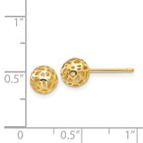 14K 6.5mm Fancy Pierced Ball Post Earrings YE1688