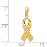 14k Polished HOPE Awareness Ribbon Pendant YC1232