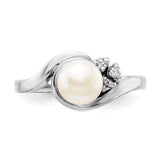 14k White Gold 6mm White Freshwater Cultured Pearl and 1/20 carat A Diamond Ring Y4316PL/A