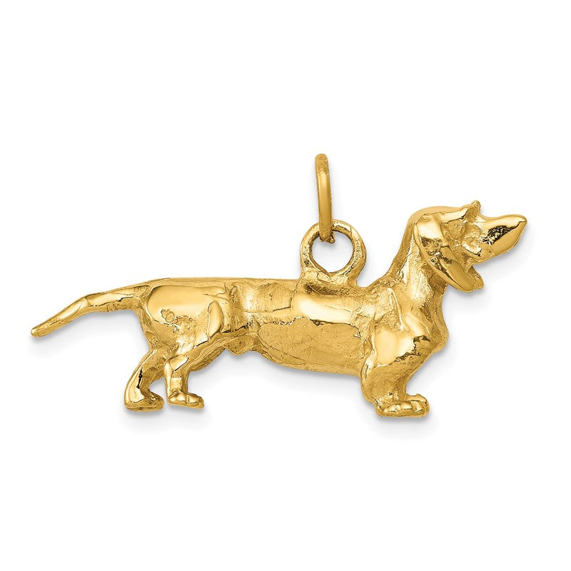 14k 3-D Dachshund Dog Charm A1551