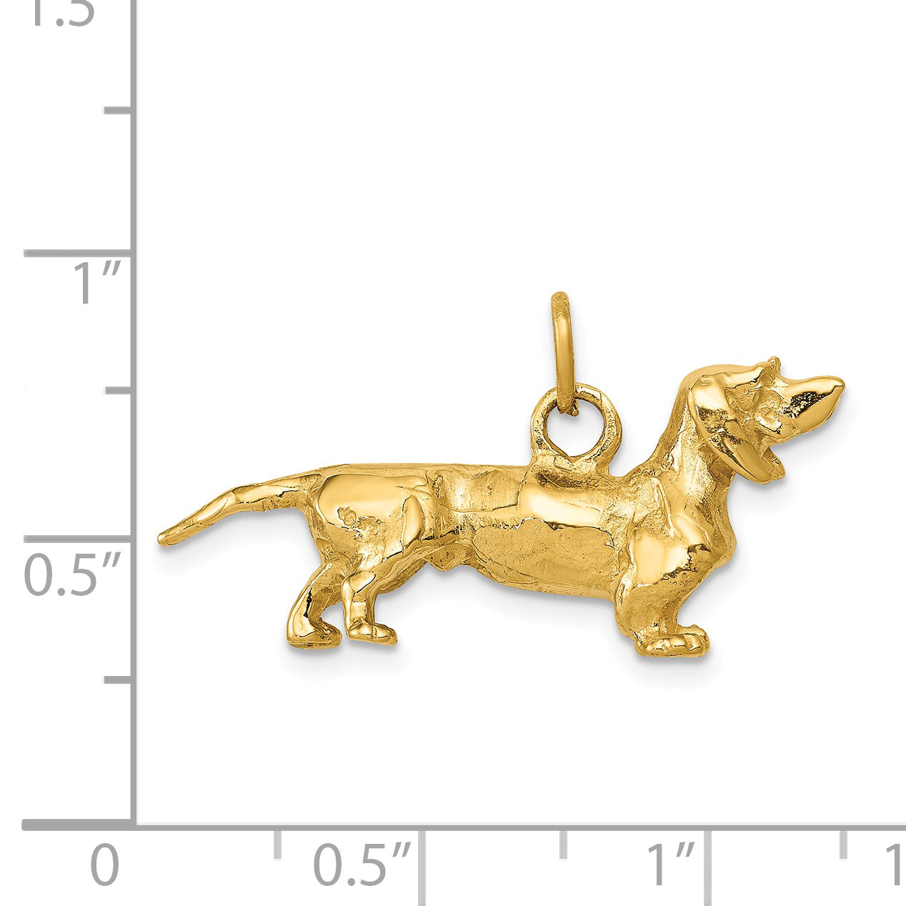 14k 3-D Dachshund Dog Charm A1551