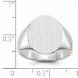 14k White Gold 15.0x18.5mm Closed Back Mens Signet Ring RS551
