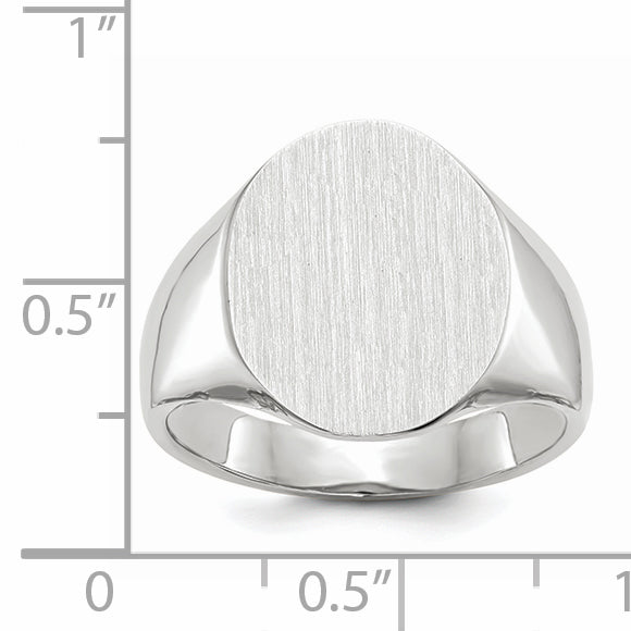 14k White Gold 15.0x18.5mm Closed Back Mens Signet Ring RS551