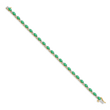 14k White Gold Complete Diamond and Oval Emerald 7 inch Bracelet BM4481