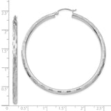 14k White Gold 3x45mm Diamond-cut Tube Hoop Earrings TF628