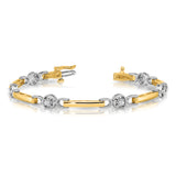 14k Two-tone Complete 1/2 carat Round AA Diamond Bar 7 inch Tennis Bracelet X2017AA