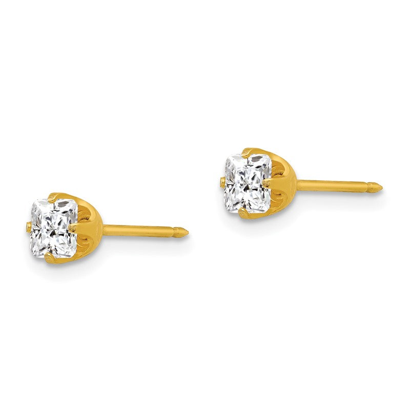 Inverness 14k 5mm Square Princess CZ Post Piercing Earrings 264E