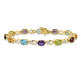 14k Complete Oval Amethyst and Diamond Fancy Link 7 inch Bracelet BM4496