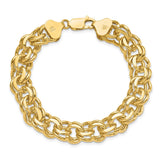 14k 11mm Solid Double Link 7 inch Charm Bracelet DO509