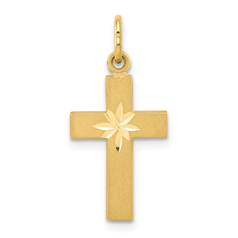 14k Small Diamond-cut Cross Pendant C1318
