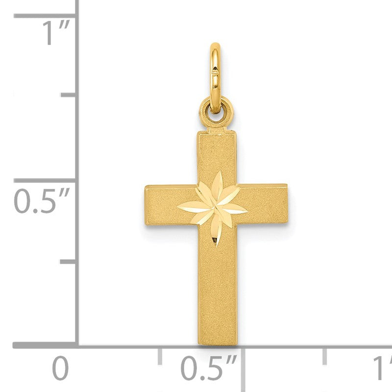 14k Small Diamond-cut Cross Pendant C1318