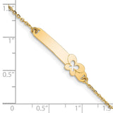 14K Polished Solid Chain/Solid Plate Butterfly 27.5x6.5mm Plate 5.5 inch Baby/Child ID Bracelet with 1 inch Extender BID111