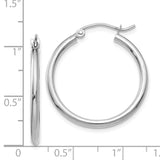 14k White Gold 2x25mm Polished Tube Hoop Earrings T827