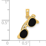 14k 3-D Black Enameled Sunglasses with Moveable Sides Pendant K1868