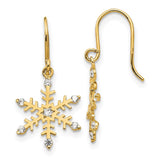 14k Madi K CZ Snowflake Dangle Childrens French Wire Earrings GK848