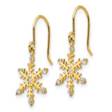 14k Madi K CZ Snowflake Dangle Childrens French Wire Earrings GK848