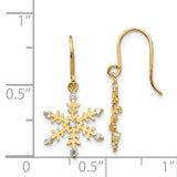 14k Madi K CZ Snowflake Dangle Childrens French Wire Earrings GK848