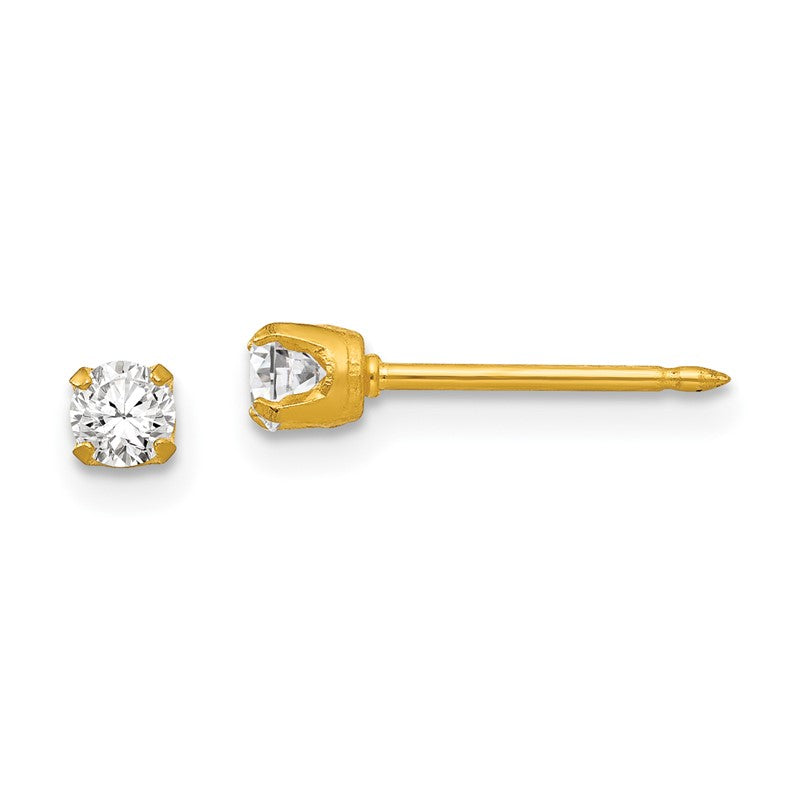 Inverness 18k 3mm CZ Post Piercing Earrings 243E