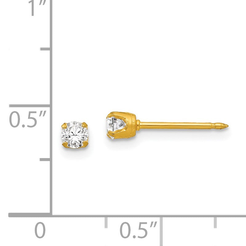 Inverness 18k 3mm CZ Post Piercing Earrings 243E