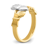 14k Two-tone Polished Claddagh Ring D101