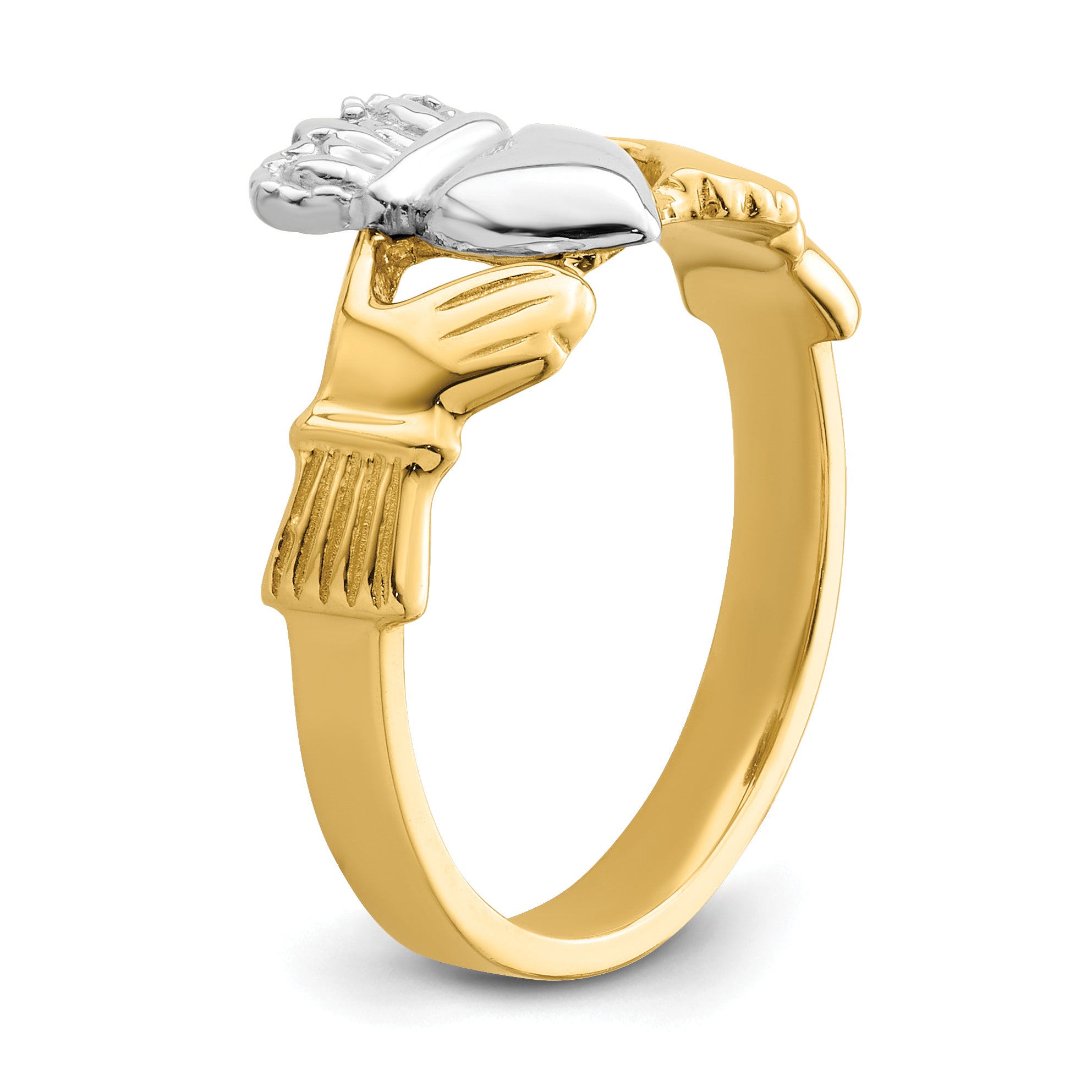14k Two-tone Polished Claddagh Ring D101