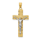 14K Two-tone Diamond-cut Crucifix Pendant D3687