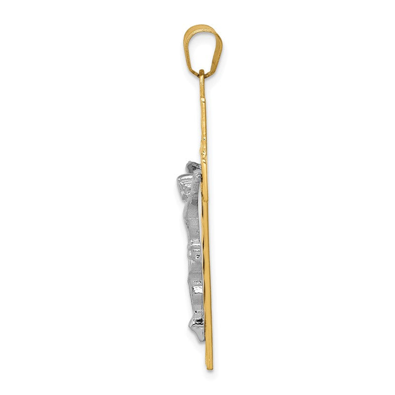14K Two-tone Diamond-cut Crucifix Pendant D3687