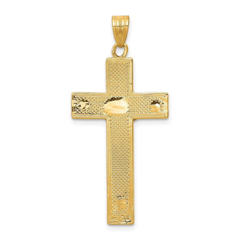 14K Two-tone Diamond-cut Crucifix Pendant D3687
