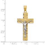 14K Two-tone Diamond-cut Crucifix Pendant D3687