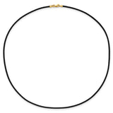 14k Yellow Clasp 1.5mm 16 inch Black Leather Cord Necklace XG250
