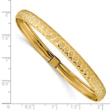 14k Satin Hexagonal Design Diamond-cut 6.50mm Flexible Oval Bangle Bracelet DB699