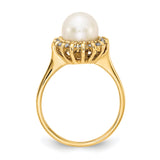 14k 7.5mm FW Cultured Pearl VS Diamond ring Y4378PL/VS