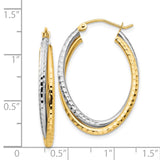 14k Two-tone Diamond-cut Polished Oval Hoop Earring TF478