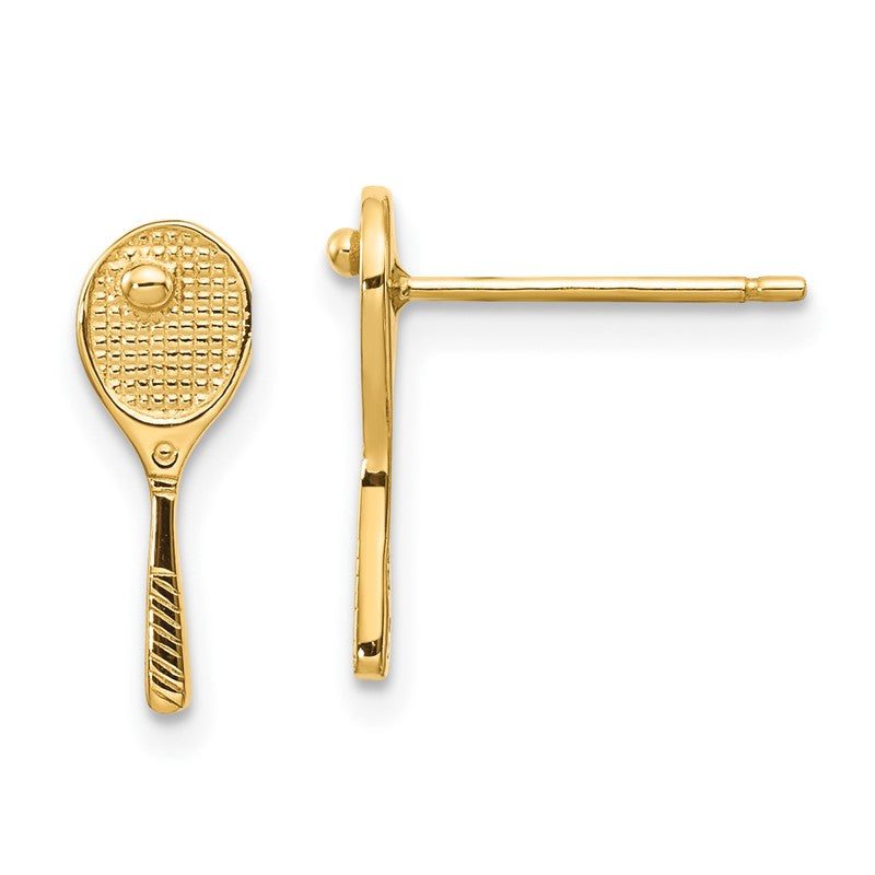 14k Mini Tennis Racquet with Ball Post Earrings TC614