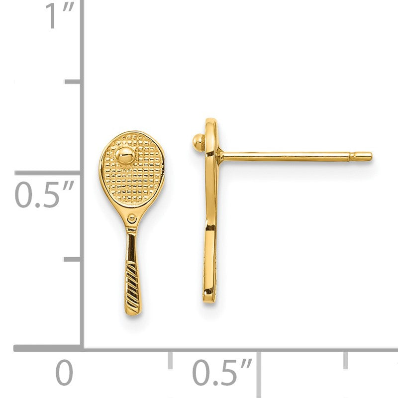 14k Mini Tennis Racquet with Ball Post Earrings TC614