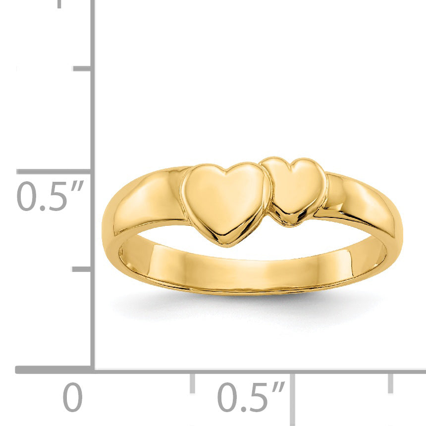 14k Polished Adjoining Hearts Ring K5744