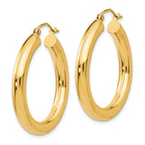 14K 4x30mm Polished Lightweight Tube Hoop Earrings T949L