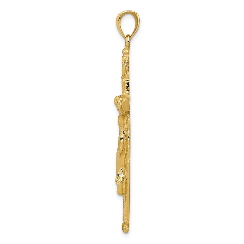 14k Textured Tree INRI Crucifix Pendant K5061
