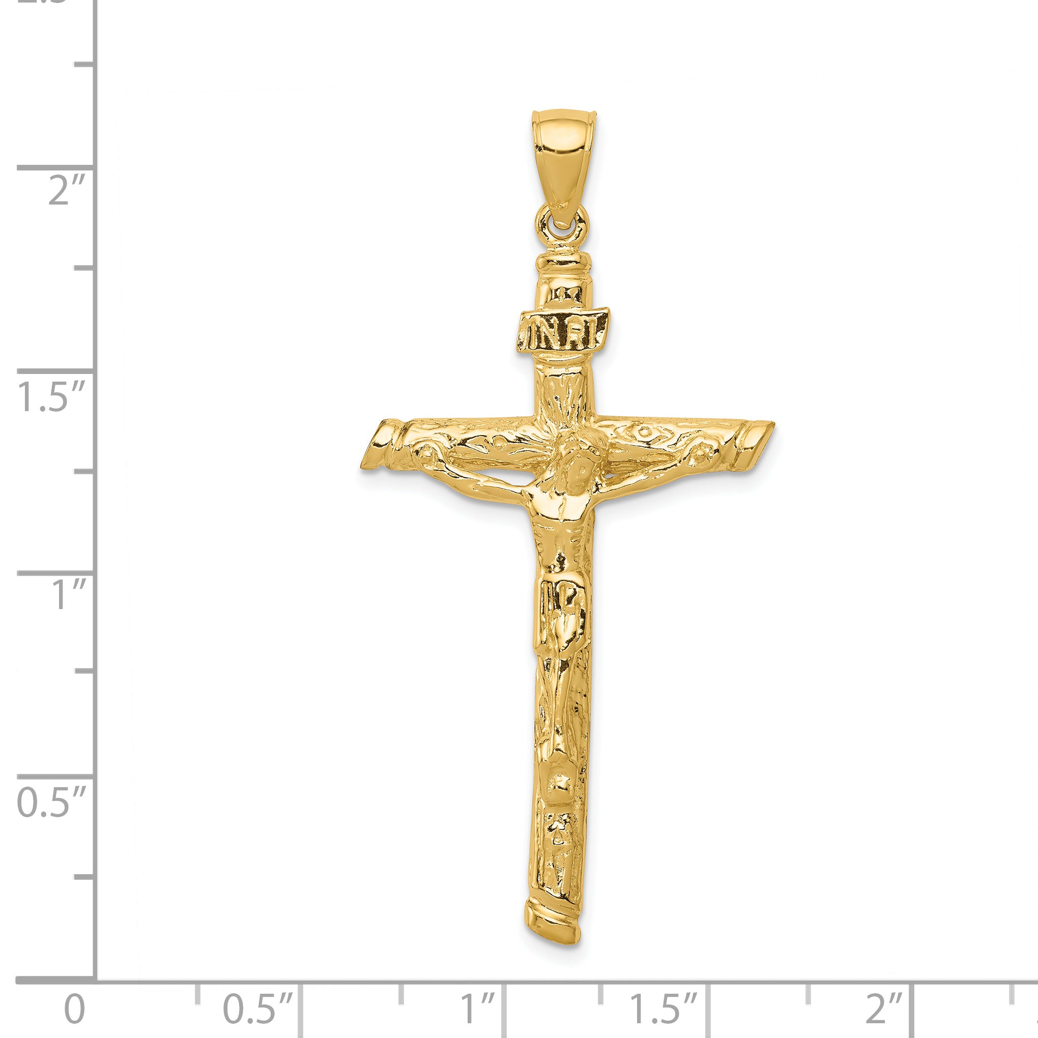 14k Textured Tree INRI Crucifix Pendant K5061