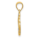 14k and White Rhodium Crown Pendant K4884